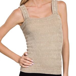 Zenana Outfitters Tan Knit Tank Top
